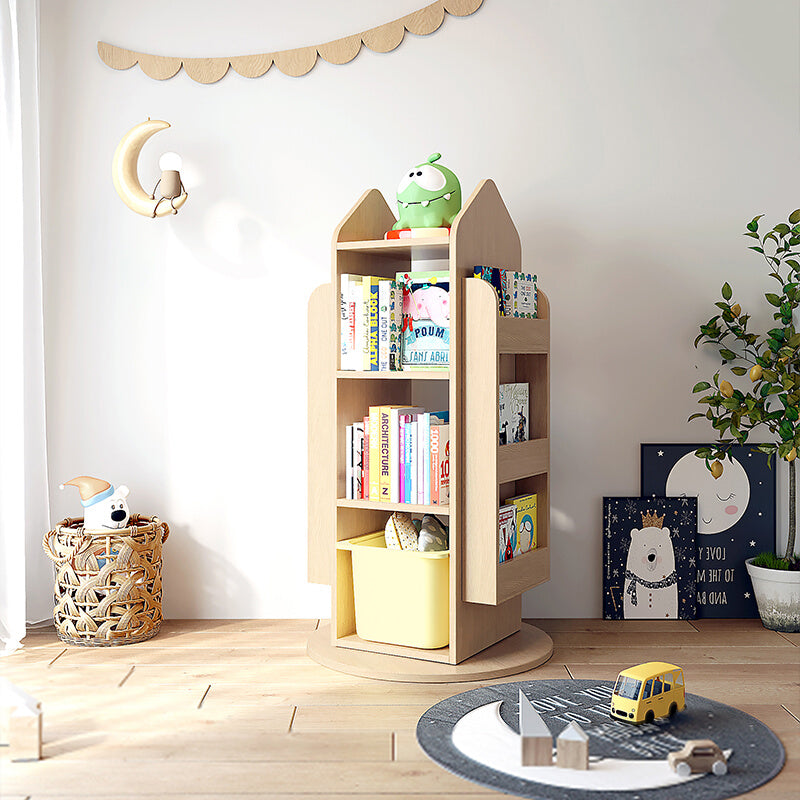 Children's Multi-functional Solid Wood 360° Rotating Bookshelf